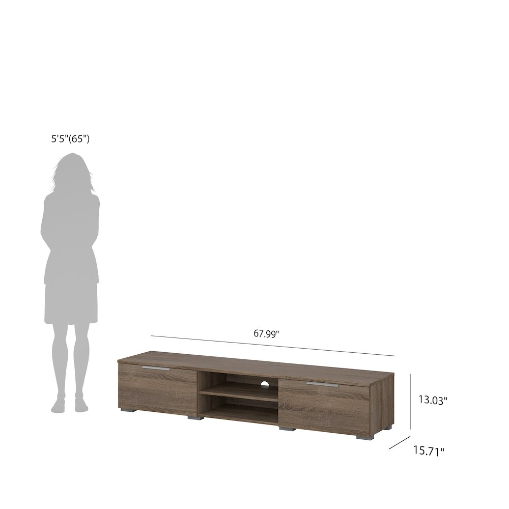 Match 2 Drawer 2 Shelf TV Stand, Truffle Oak