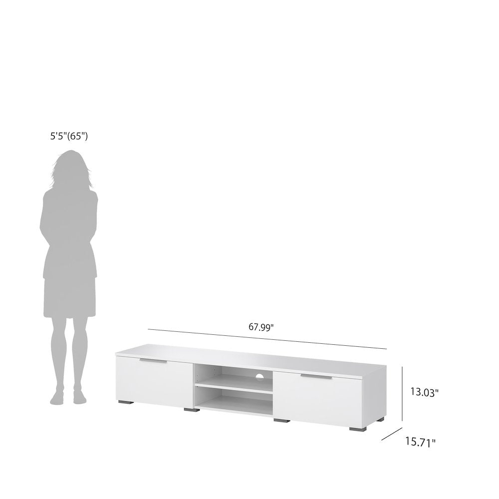 White High Gloss TV Cabinet - Stylish TV Stand with Drawers and Shelves