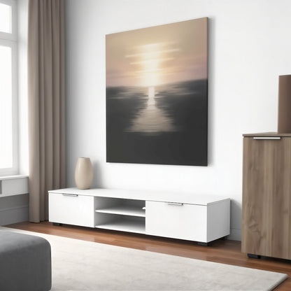 White High Gloss TV Cabinet - Stylish TV Stand with Drawers and Shelves