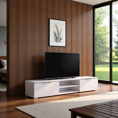 White High Gloss TV Cabinet - Stylish TV Stand with Drawers and Shelves