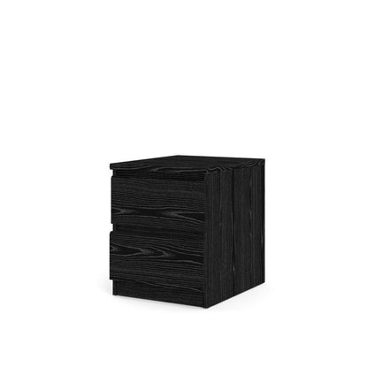 Black 2 Drawer Nightstand - Bedroom Bedside Drawer Storage Furniture