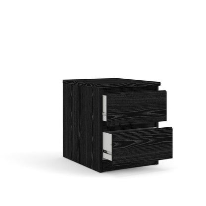 Black 2 Drawer Nightstand - Bedroom Bedside Drawer Storage Furniture