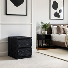 Black 2 Drawer Nightstand - Bedroom Bedside Drawer Storage Furniture