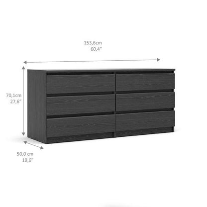 Black 6 Drawer Dresser - Elegant Bedroom and Closet Wood Dresser Storage