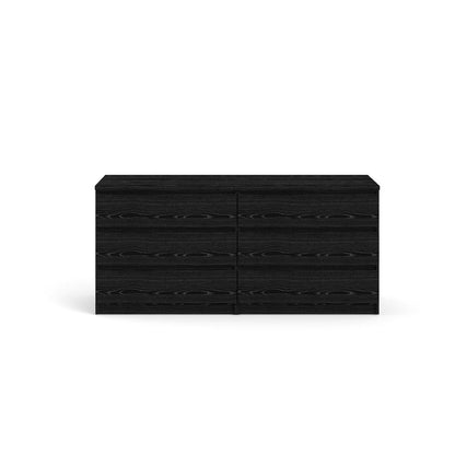 Black 6 Drawer Dresser - Elegant Bedroom and Closet Wood Dresser Storage