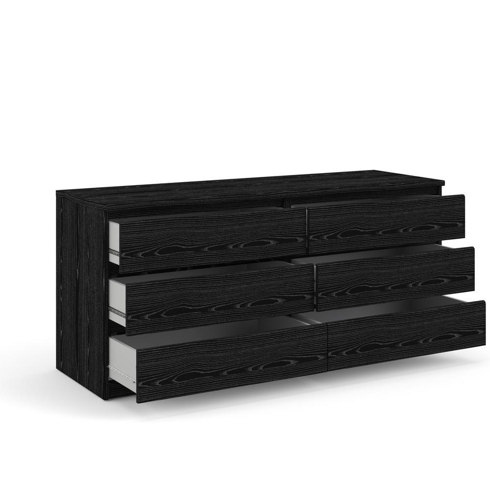 Black 6 Drawer Dresser - Elegant Bedroom and Closet Wood Dresser Storage