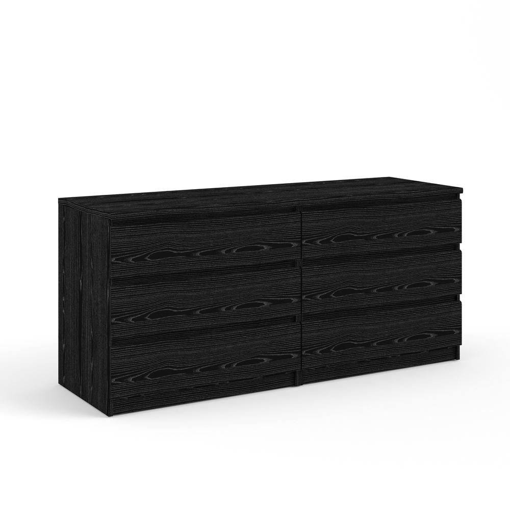 Black 6 Drawer Dresser - Elegant Bedroom and Closet Wood Dresser Storage