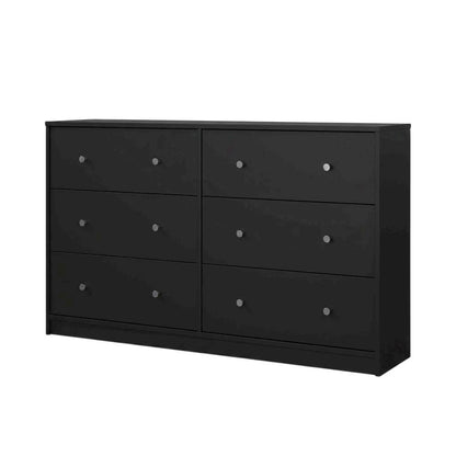 3-Piece Black Bedroom Set with Double Dresser and Nightstands