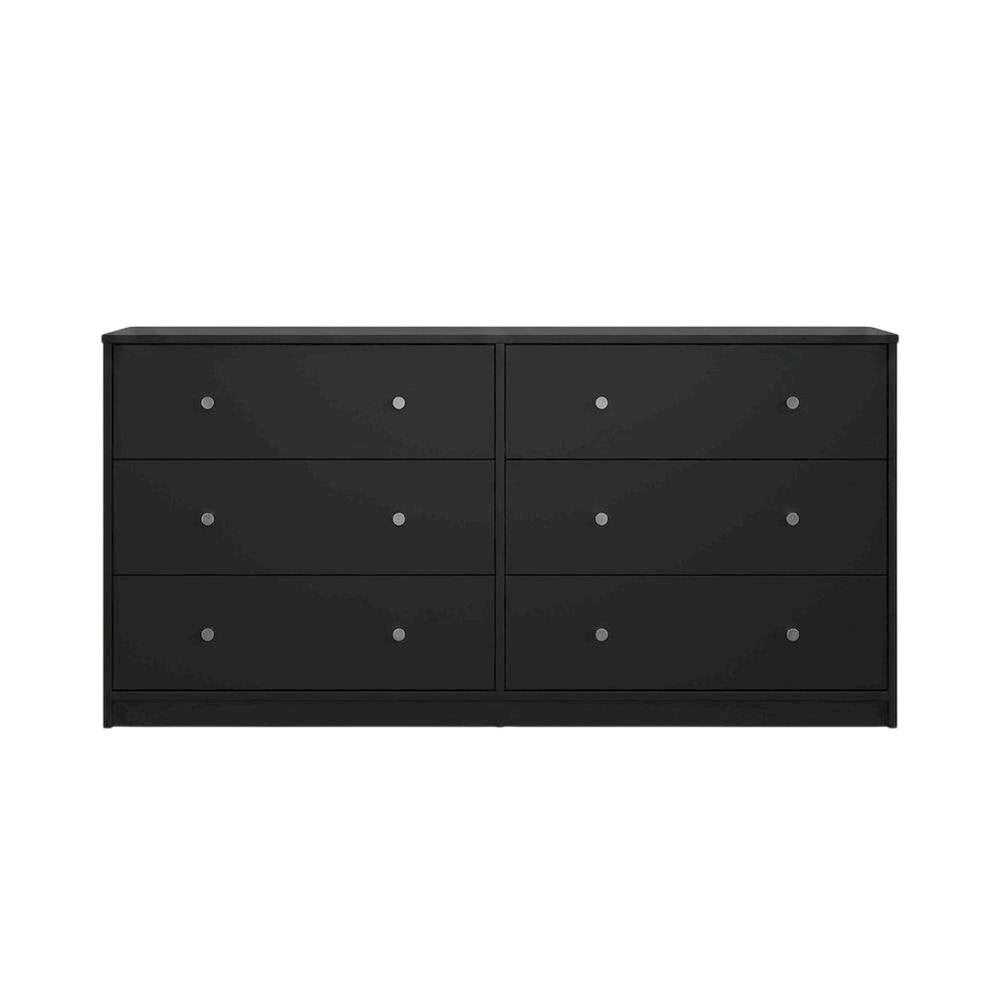 3-Piece Black Bedroom Set with Double Dresser and Nightstands