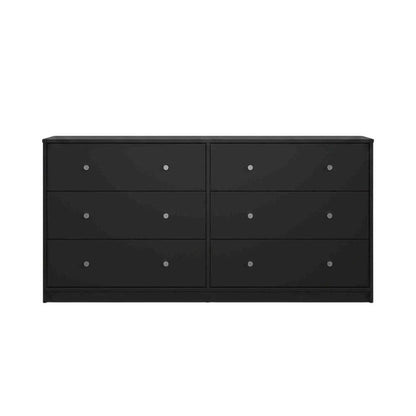 3-Piece Black Bedroom Set with Double Dresser and Nightstands