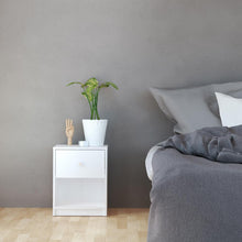 White 1 Drawer Nightstand - Modern Gray Nightstand with Hidden Compartment