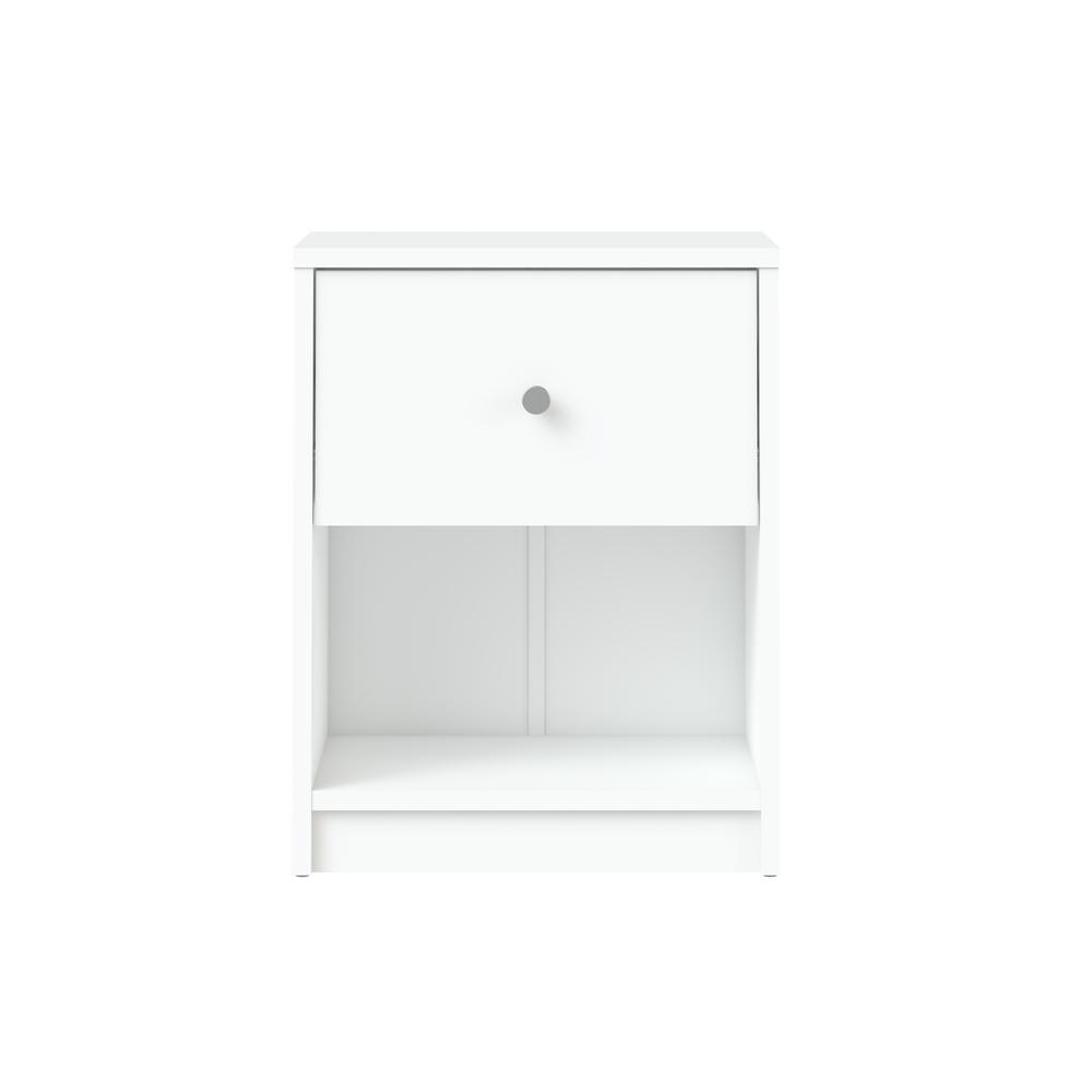 White 1 Drawer Nightstand - Modern Gray Nightstand with Hidden Compartment