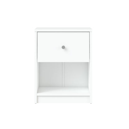 White 1 Drawer Nightstand - Modern Gray Nightstand with Hidden Compartment