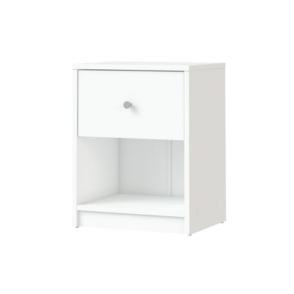 White 1 Drawer Nightstand - Modern Gray Nightstand with Hidden Compartment