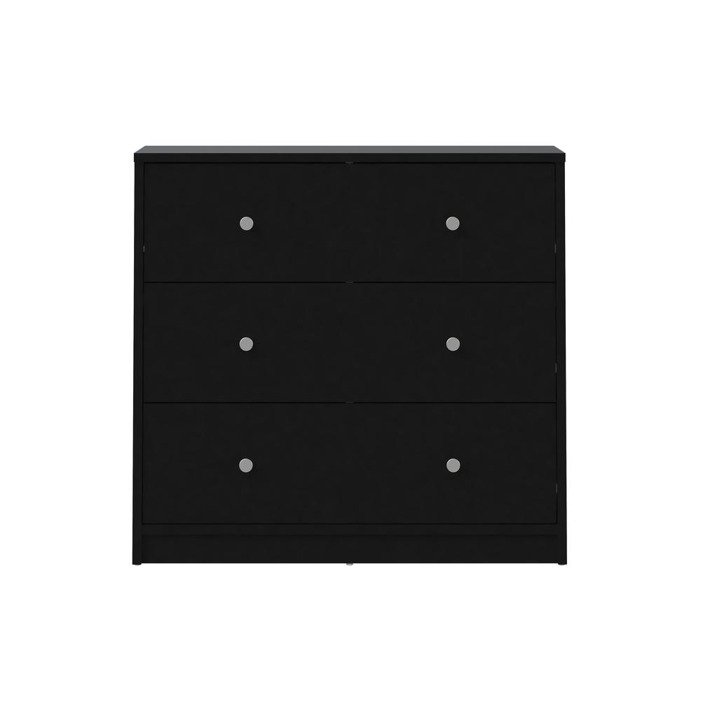 Black 3 Drawer Dresser - Compact Small Chest of Drawers for Bedrooms