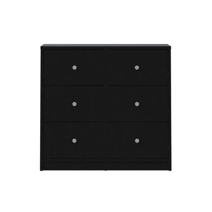 Black 3 Drawer Dresser - Compact Small Chest of Drawers for Bedrooms
