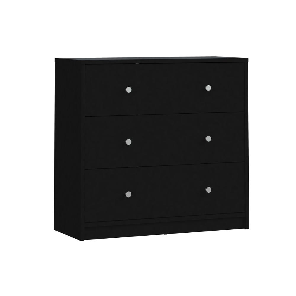 Black 3 Drawer Dresser - Compact Small Chest of Drawers for Bedrooms