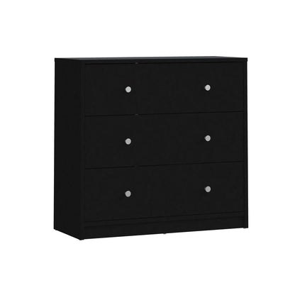 Black 3 Drawer Dresser - Compact Small Chest of Drawers for Bedrooms