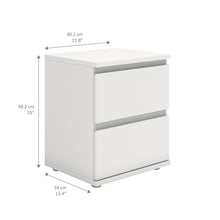 White 2 Drawer Nightstand - Compact and Functional Bedroom Nightstand