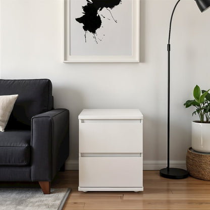 White 2 Drawer Nightstand - Compact and Functional Bedroom Nightstand