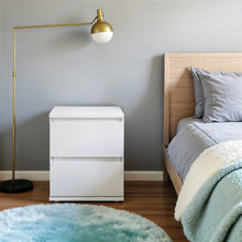 White 2 Drawer Nightstand - Compact and Functional Bedroom Nightstand