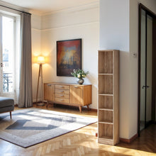 Brown Tall Narrow Book Shelf - Compact Small Bookshelf with 5 Shelves