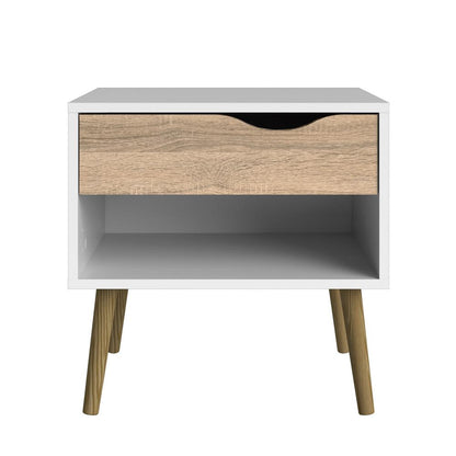 White Nightstand with Drawer - Modern Small Nightstand for Bedrooms