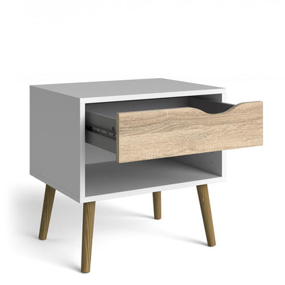 White Nightstand with Drawer - Modern Small Nightstand for Bedrooms