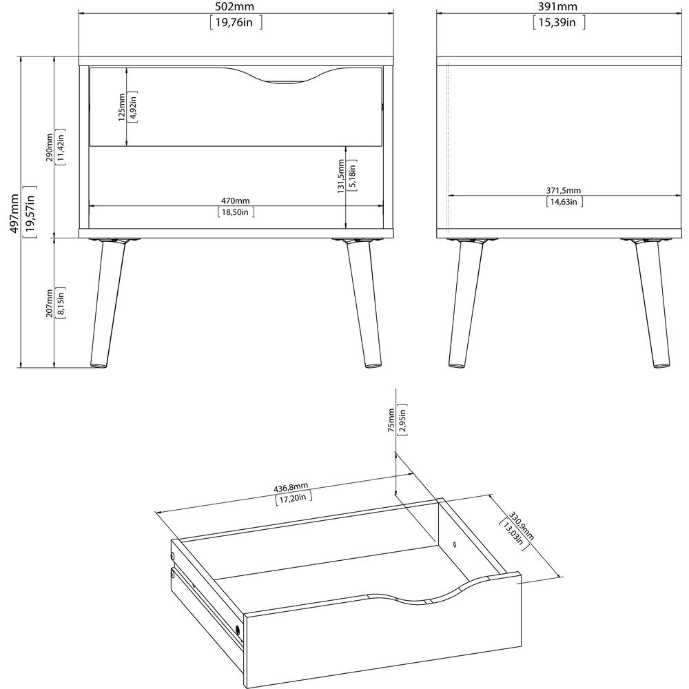 White Nightstand with Drawer - Modern Small Nightstand for Bedrooms