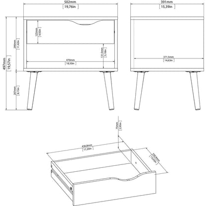 White Nightstand with Drawer - Modern Small Nightstand for Bedrooms