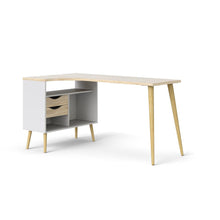 White Small Desk with Shelves - Compact Computer and Study Desk for Offices