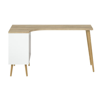 White Small Desk with Shelves - Compact Computer and Study Desk for Offices