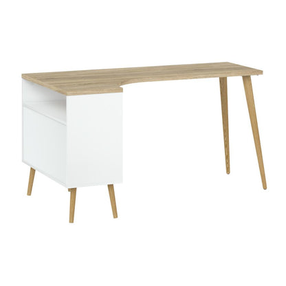 White Small Desk with Shelves - Compact Computer and Study Desk for Offices