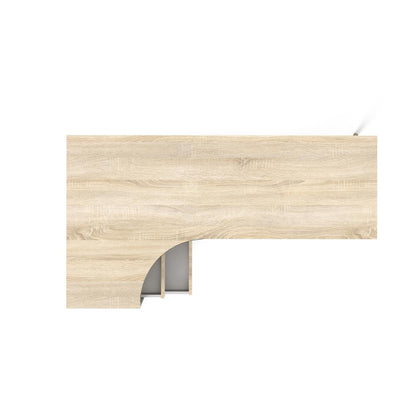 White Small Desk with Shelves - Compact Computer and Study Desk for Offices