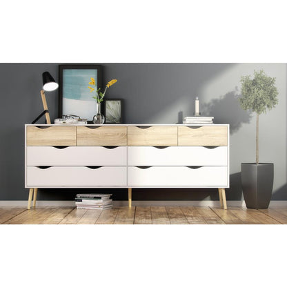 Diana 8 Drawer Dresser, White/Oak Structure