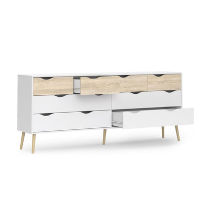 Diana 8 Drawer Dresser, White/Oak Structure