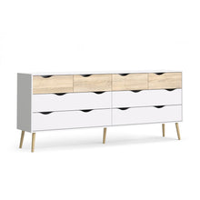 Diana 8 Drawer Dresser, White/Oak Structure