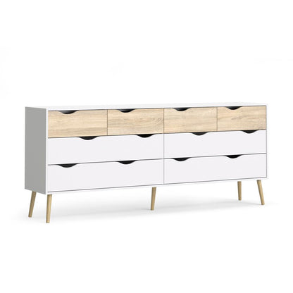 Diana 8 Drawer Dresser, White/Oak Structure