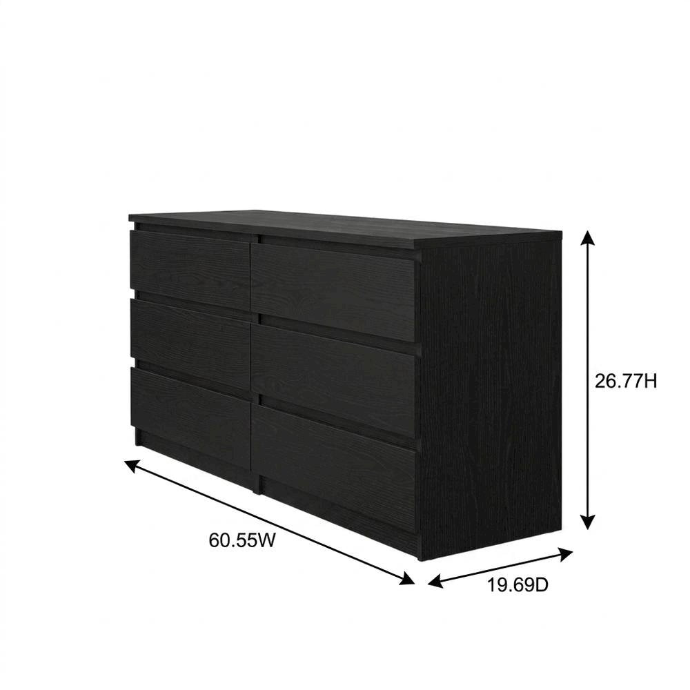 3 Piece Bedroom Set with Double Dresser and Nightstands in Classic Finish