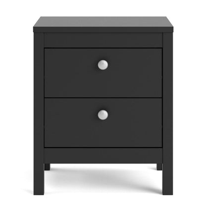 Stylish Black Matte Nightstand with Two Drawers for Modern Bedrooms