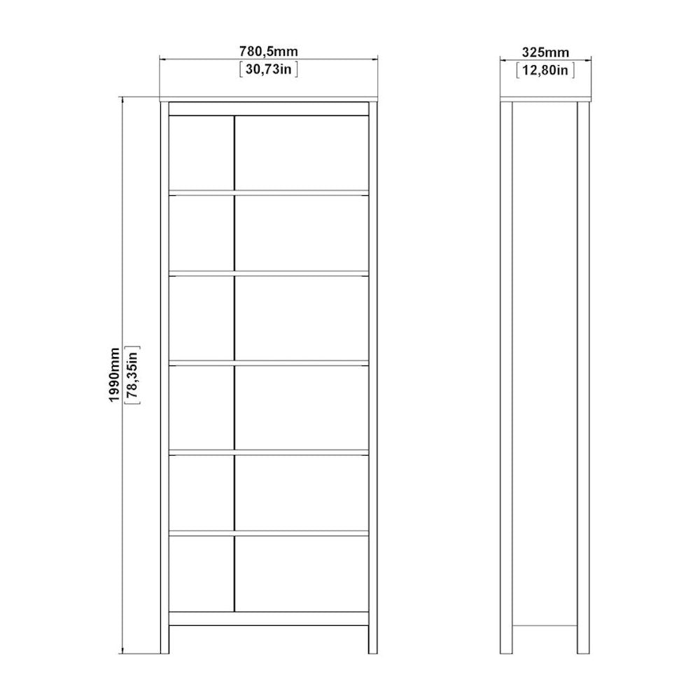 Black 6-Shelf Bookshelf with Adjustable Storage Shelves for Office