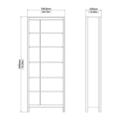 Black 6-Shelf Bookshelf with Adjustable Storage Shelves for Office