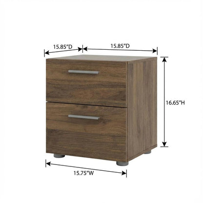 Walnut Nightstand with 2 Drawers and Timeless Style for Bedroom Storage