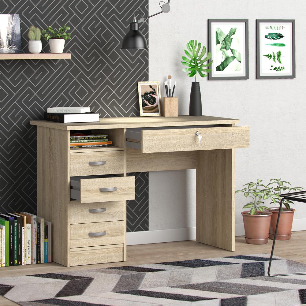 Desk with 5 Drawers, Oak