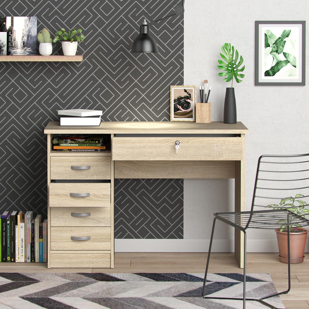 Desk with 5 Drawers, Oak