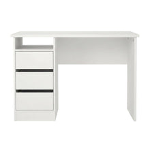 White Computer Desk with 3 Drawers and Open Shelf for Home Office