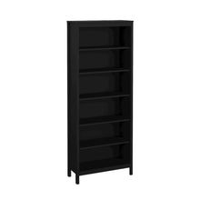 Black 6-Shelf Bookshelf with Adjustable Storage Shelves for Office