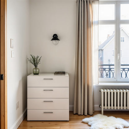 White 4 Drawer Chest - Elegant White Chest of Drawers for Bedroom Storage