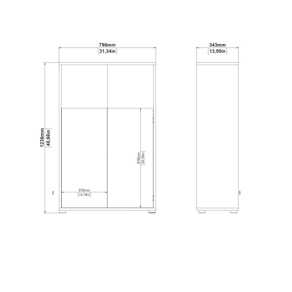 Brown 3-Shelf Bookcase with 2 Doors and Adjustable Storage Shelves