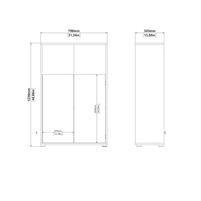 Brown 3-Shelf Bookcase with 2 Doors and Adjustable Storage Shelves